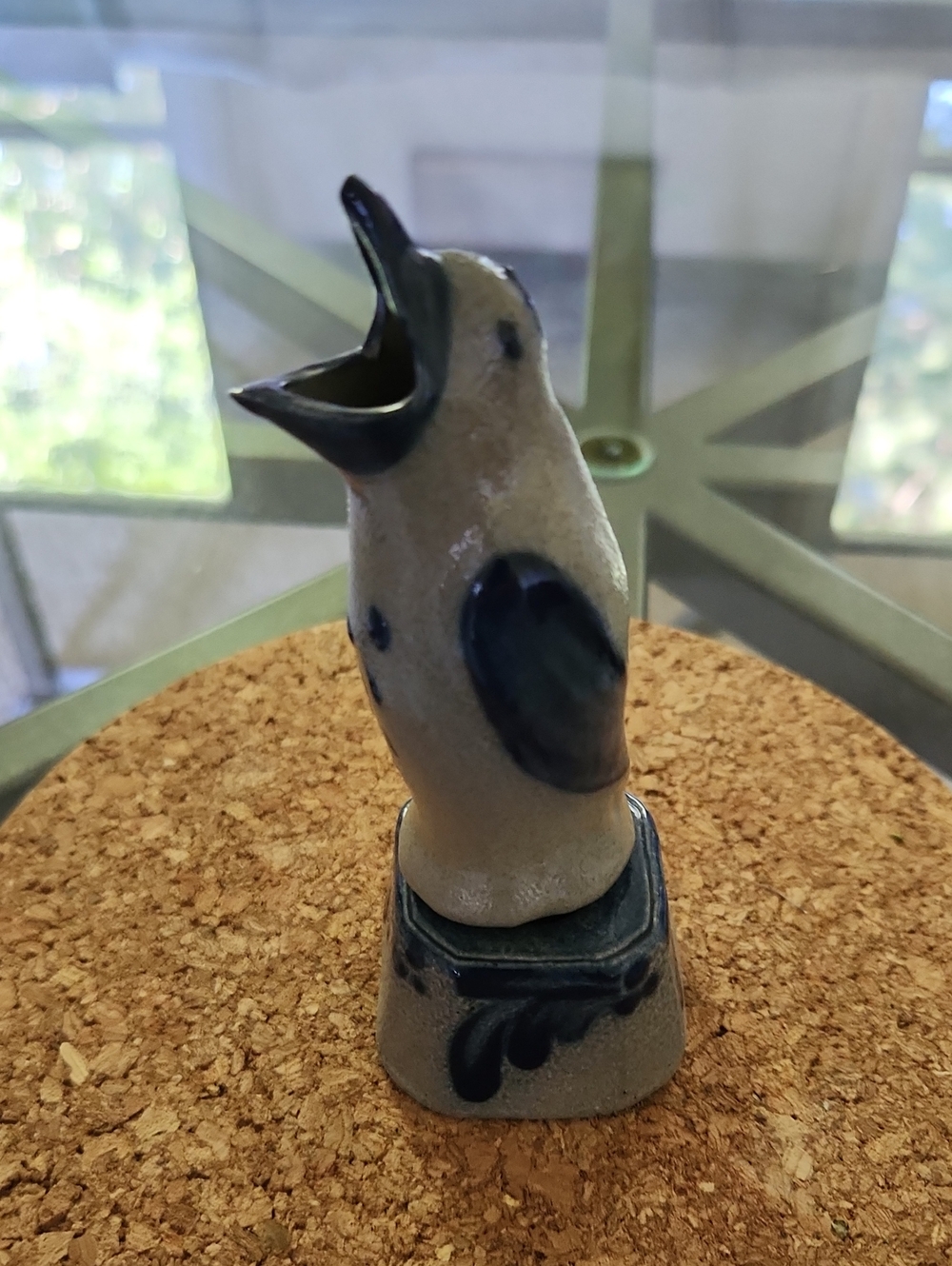 Vintage Rowe Pottery Works Pie Bird Funnel/Vent With Stand